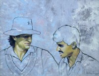 Shanzay Subzwari, The Two WS, 14 x 18 Inch, Acrylics on Canvas, Figurative Painting, AC-SSB-006